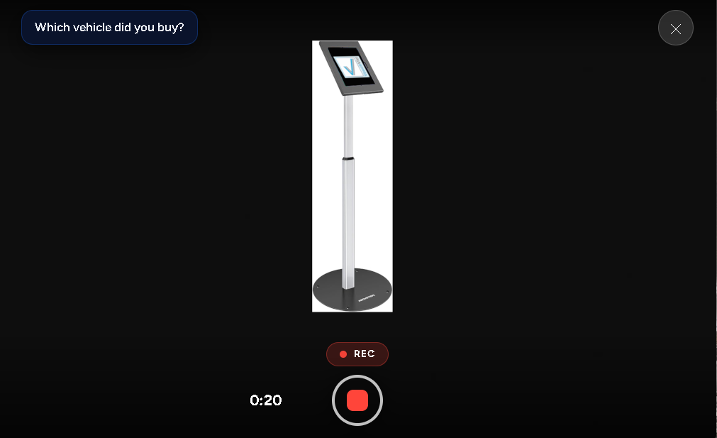 Recording screen with a rotating prompt question